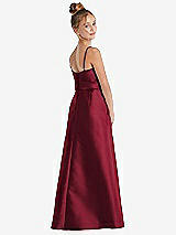 Rear View Thumbnail - Burgundy Spaghetti Strap Satin Junior Bridesmaid Dress with Mini Sash