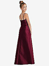 Rear View Thumbnail - Cabernet Spaghetti Strap Satin Junior Bridesmaid Dress with Mini Sash