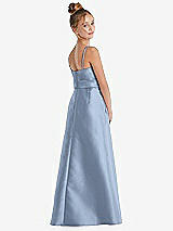 Rear View Thumbnail - Cloudy Spaghetti Strap Satin Junior Bridesmaid Dress with Mini Sash