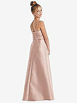 Rear View Thumbnail - Toasted Sugar Spaghetti Strap Satin Junior Bridesmaid Dress with Mini Sash