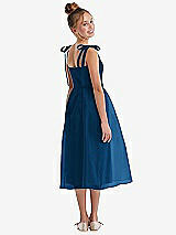 Rear View Thumbnail - Comet Tie Shoulder Pleated Full Skirt Junior Bridesmaid Dress