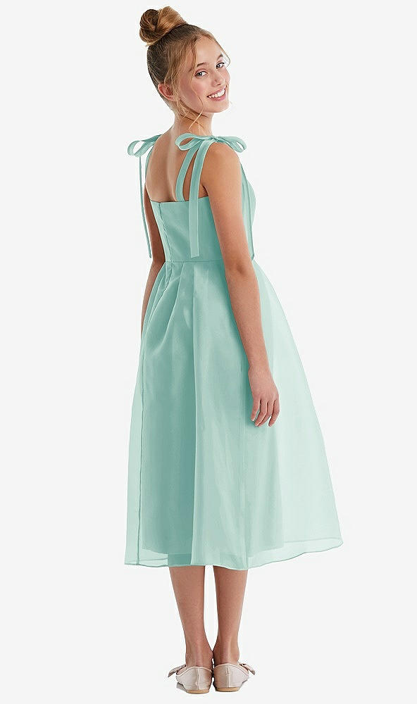 Back View - Coastal Tie Shoulder Pleated Full Skirt Junior Bridesmaid Dress