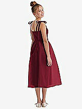 Rear View Thumbnail - Burgundy Tie Shoulder Pleated Full Skirt Junior Bridesmaid Dress