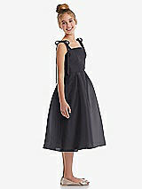 Side View Thumbnail - Onyx Tie Shoulder Pleated Full Skirt Junior Bridesmaid Dress