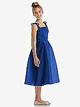 Side View Thumbnail - Sapphire Tie Shoulder Pleated Full Skirt Junior Bridesmaid Dress