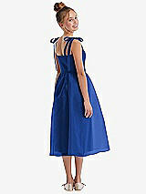 Rear View Thumbnail - Sapphire Tie Shoulder Pleated Full Skirt Junior Bridesmaid Dress