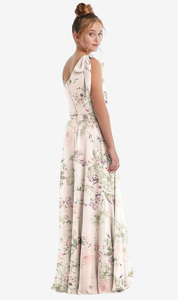 Back View - Blush Garden One-Shoulder Scarf Bow Chiffon Junior Bridesmaid Dress