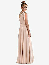 Rear View Thumbnail - Cameo One-Shoulder Scarf Bow Chiffon Junior Bridesmaid Dress