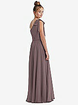 Rear View Thumbnail - French Truffle One-Shoulder Scarf Bow Chiffon Junior Bridesmaid Dress