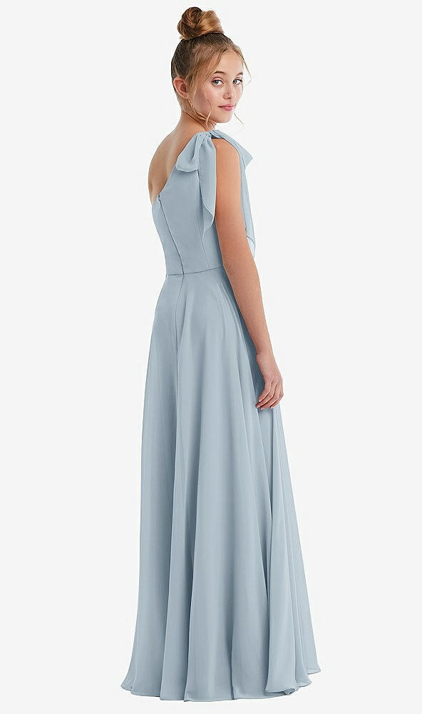 Back View - Mist One-Shoulder Scarf Bow Chiffon Junior Bridesmaid Dress