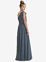 Rear View Thumbnail - Silverstone One-Shoulder Scarf Bow Chiffon Junior Bridesmaid Dress