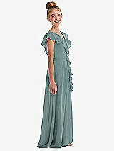 Side View Thumbnail - Icelandic Cascading Ruffle Full Skirt Chiffon Junior Bridesmaid Dress