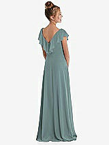 Rear View Thumbnail - Icelandic Cascading Ruffle Full Skirt Chiffon Junior Bridesmaid Dress