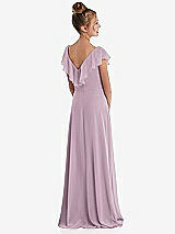 Rear View Thumbnail - Suede Rose Cascading Ruffle Full Skirt Chiffon Junior Bridesmaid Dress