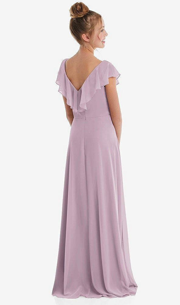 Back View - Suede Rose Cascading Ruffle Full Skirt Chiffon Junior Bridesmaid Dress