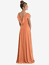 Rear View Thumbnail - Sweet Melon Cascading Ruffle Full Skirt Chiffon Junior Bridesmaid Dress