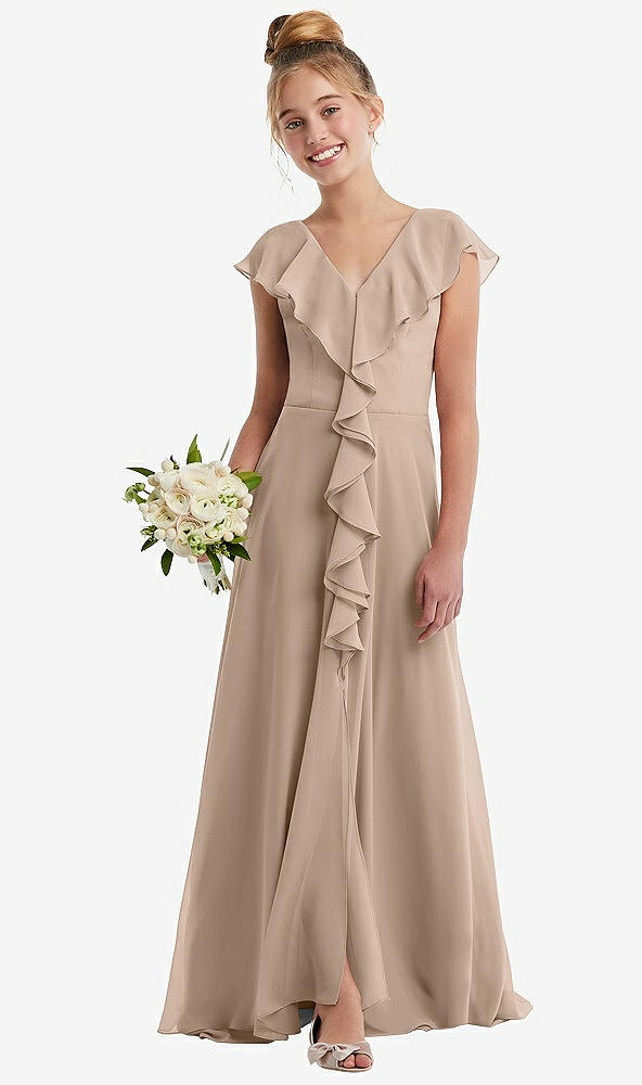 Front View - Topaz Cascading Ruffle Full Skirt Chiffon Junior Bridesmaid Dress