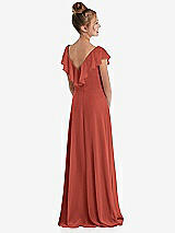 Rear View Thumbnail - Amber Sunset Cascading Ruffle Full Skirt Chiffon Junior Bridesmaid Dress