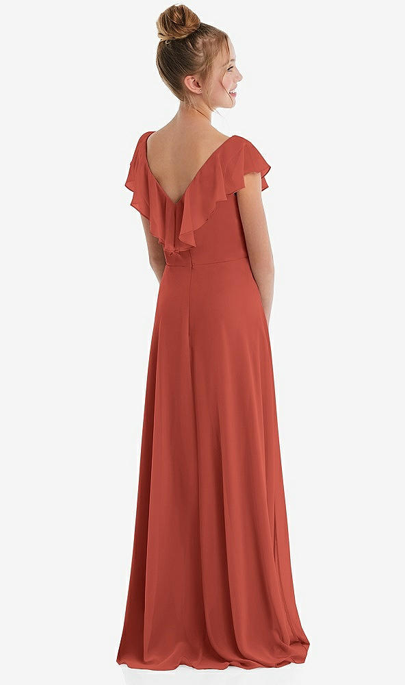 Back View - Amber Sunset Cascading Ruffle Full Skirt Chiffon Junior Bridesmaid Dress