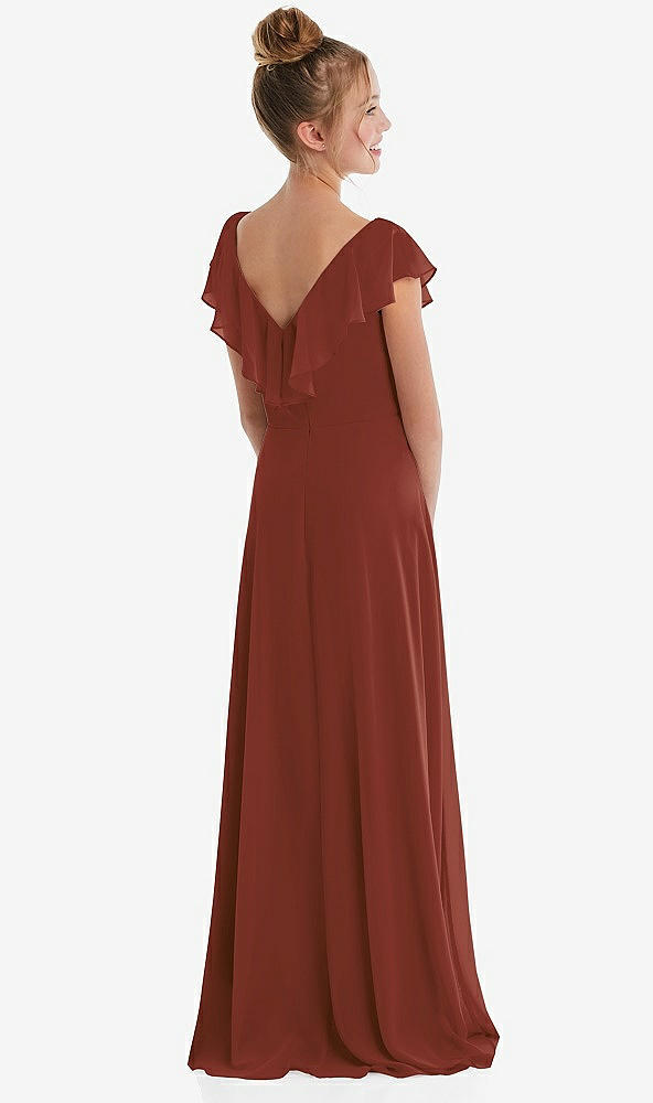 Back View - Auburn Moon Cascading Ruffle Full Skirt Chiffon Junior Bridesmaid Dress