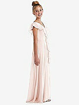 Side View Thumbnail - Blush Cascading Ruffle Full Skirt Chiffon Junior Bridesmaid Dress