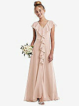 Front View Thumbnail - Cameo Cascading Ruffle Full Skirt Chiffon Junior Bridesmaid Dress