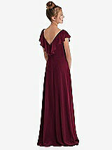 Rear View Thumbnail - Cabernet Cascading Ruffle Full Skirt Chiffon Junior Bridesmaid Dress