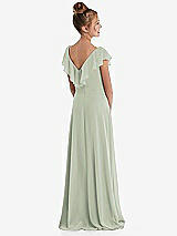 Rear View Thumbnail - Celadon Cascading Ruffle Full Skirt Chiffon Junior Bridesmaid Dress