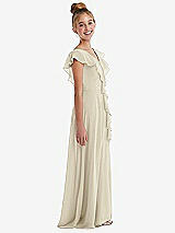 Side View Thumbnail - Champagne Cascading Ruffle Full Skirt Chiffon Junior Bridesmaid Dress