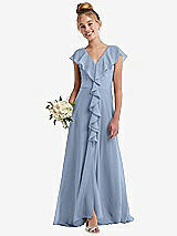 Front View Thumbnail - Cloudy Cascading Ruffle Full Skirt Chiffon Junior Bridesmaid Dress