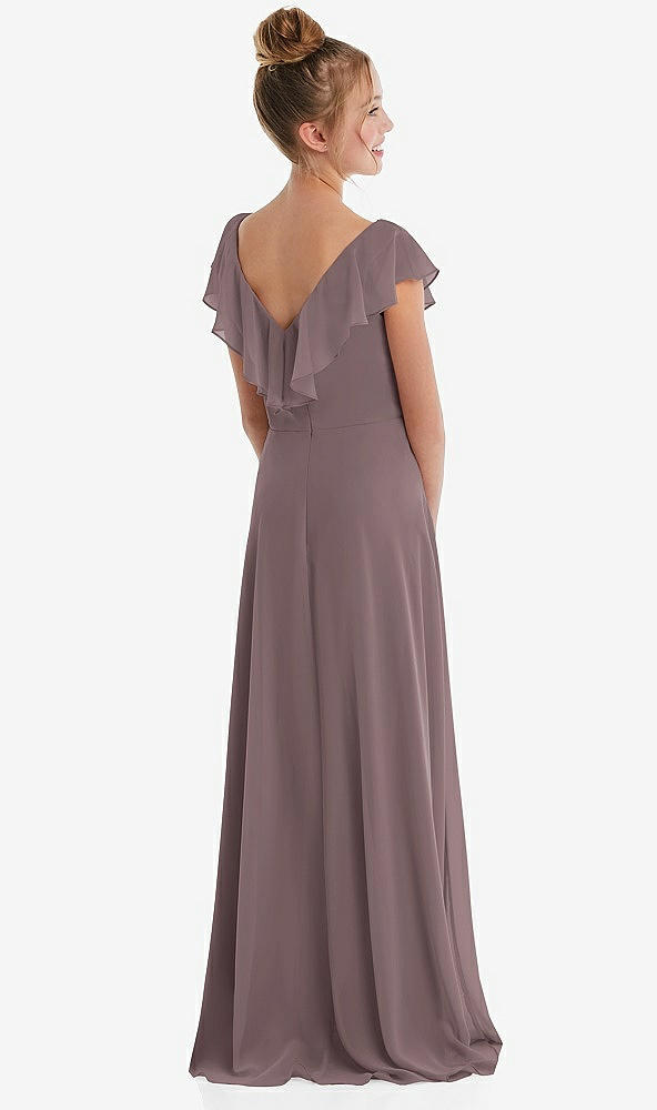 Back View - French Truffle Cascading Ruffle Full Skirt Chiffon Junior Bridesmaid Dress