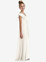 Side View Thumbnail - Ivory Cascading Ruffle Full Skirt Chiffon Junior Bridesmaid Dress