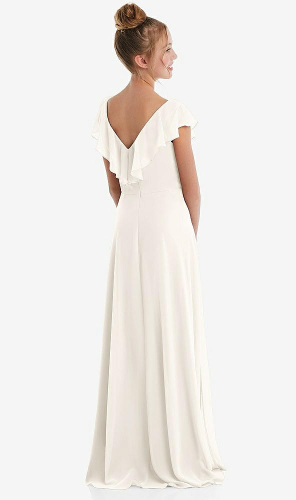 Back View - Ivory Cascading Ruffle Full Skirt Chiffon Junior Bridesmaid Dress