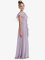 Side View Thumbnail - Lilac Haze Cascading Ruffle Full Skirt Chiffon Junior Bridesmaid Dress