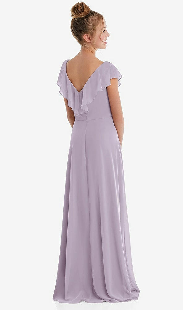 Back View - Lilac Haze Cascading Ruffle Full Skirt Chiffon Junior Bridesmaid Dress