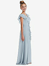 Side View Thumbnail - Mist Cascading Ruffle Full Skirt Chiffon Junior Bridesmaid Dress