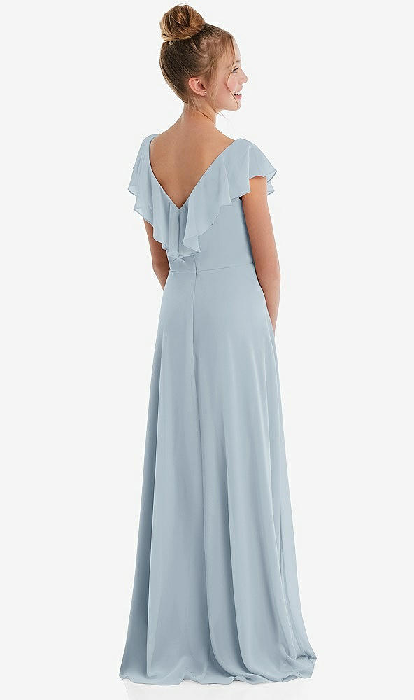 Back View - Mist Cascading Ruffle Full Skirt Chiffon Junior Bridesmaid Dress