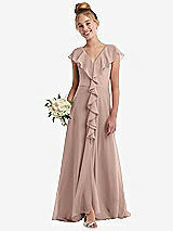 Front View Thumbnail - Neu Nude Cascading Ruffle Full Skirt Chiffon Junior Bridesmaid Dress