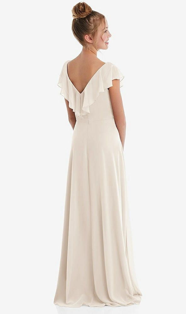 Back View - Oat Cascading Ruffle Full Skirt Chiffon Junior Bridesmaid Dress