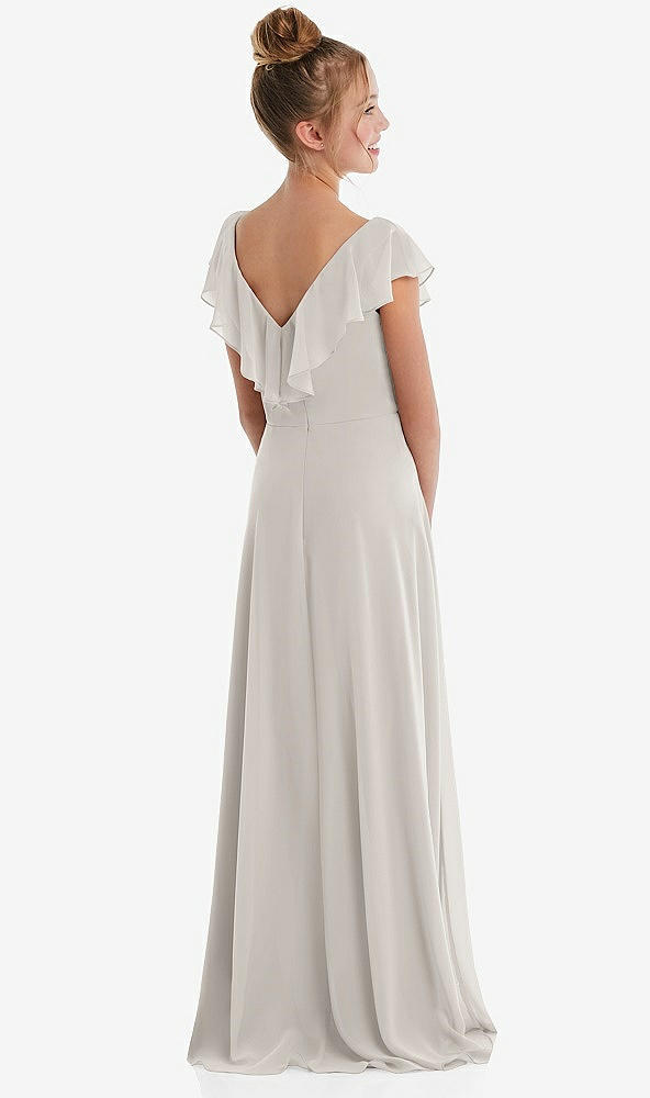 Back View - Oyster Cascading Ruffle Full Skirt Chiffon Junior Bridesmaid Dress