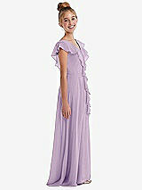 Side View Thumbnail - Pale Purple Cascading Ruffle Full Skirt Chiffon Junior Bridesmaid Dress