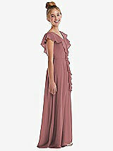 Side View Thumbnail - Rosewood Cascading Ruffle Full Skirt Chiffon Junior Bridesmaid Dress