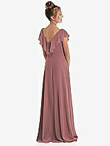 Rear View Thumbnail - Rosewood Cascading Ruffle Full Skirt Chiffon Junior Bridesmaid Dress