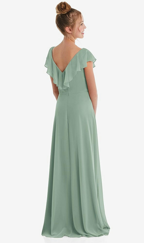 Back View - Seagrass Cascading Ruffle Full Skirt Chiffon Junior Bridesmaid Dress