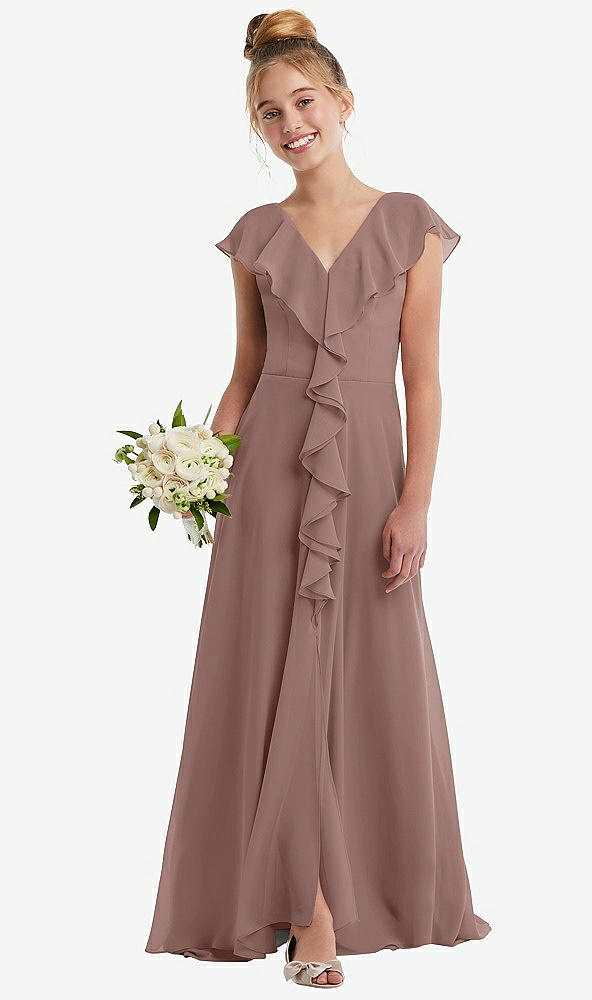 Front View - Sienna Cascading Ruffle Full Skirt Chiffon Junior Bridesmaid Dress