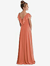 Rear View Thumbnail - Terracotta Copper Cascading Ruffle Full Skirt Chiffon Junior Bridesmaid Dress