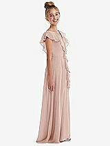 Side View Thumbnail - Toasted Sugar Cascading Ruffle Full Skirt Chiffon Junior Bridesmaid Dress