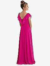 Rear View Thumbnail - Think Pink Cascading Ruffle Full Skirt Chiffon Junior Bridesmaid Dress