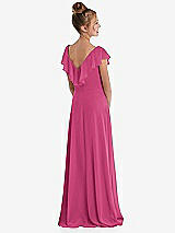 Rear View Thumbnail - Tea Rose Cascading Ruffle Full Skirt Chiffon Junior Bridesmaid Dress