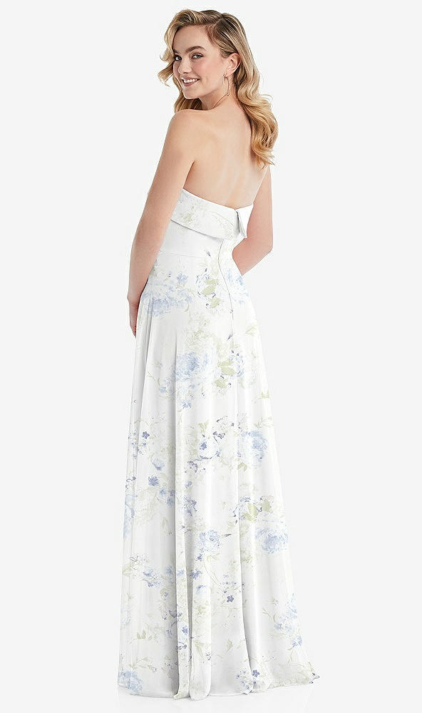 Back View - Bleu Garden Cuffed Strapless Maxi Dress with Front Slit